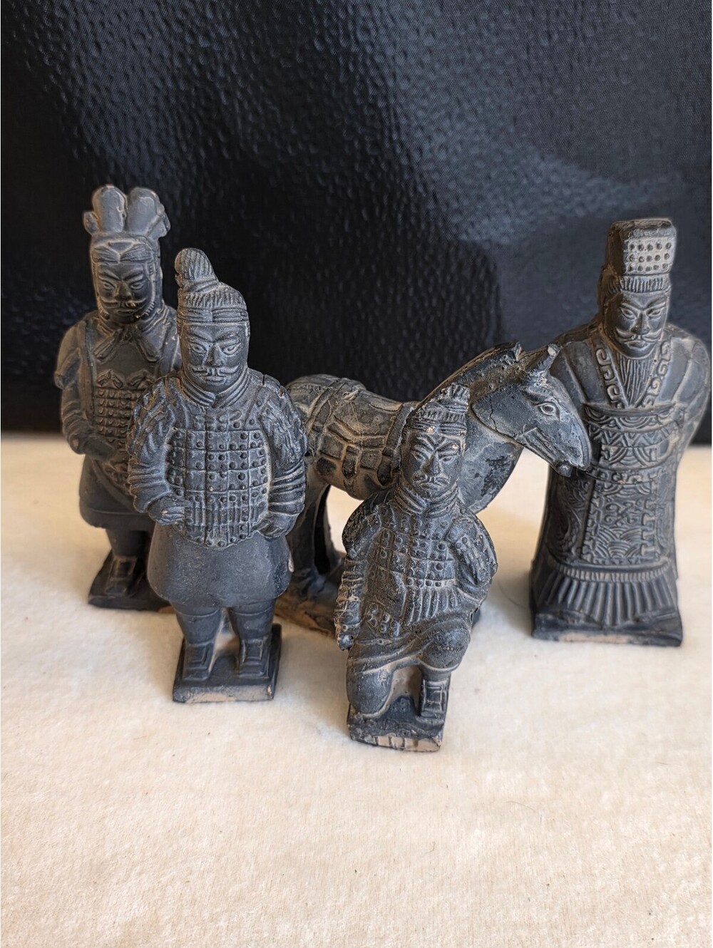 Chinese Terracotta Army Replica 4 Warriors Horse Figurines 5-Piece Set